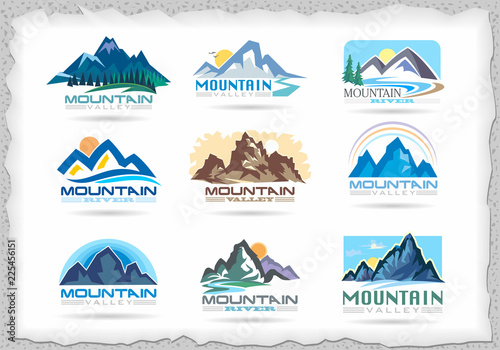 Mountain valley with tress, rivers, sunsets and landscapes