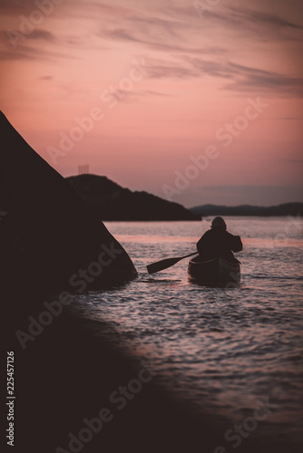 Canoeing on a late night photo