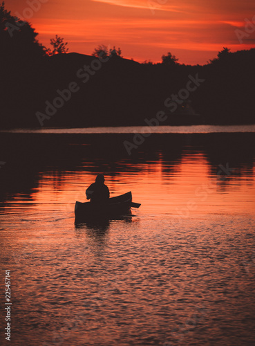 Canoeing on a late night photo