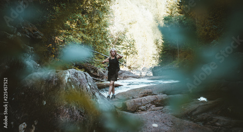 A girl hiking at the Solbergelva river