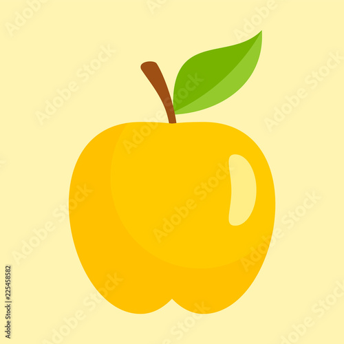 Gold apple icon. Flat illustration of gold apple vector icon for web design