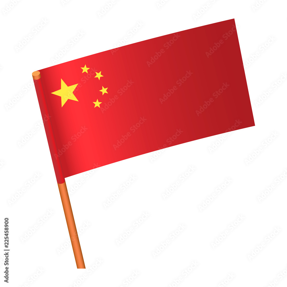 National China flag icon. Isometric of national China flag vector icon for web design isolated on white background National China flag icon. Isometric of national China flag vector icon for web design isolated on white background