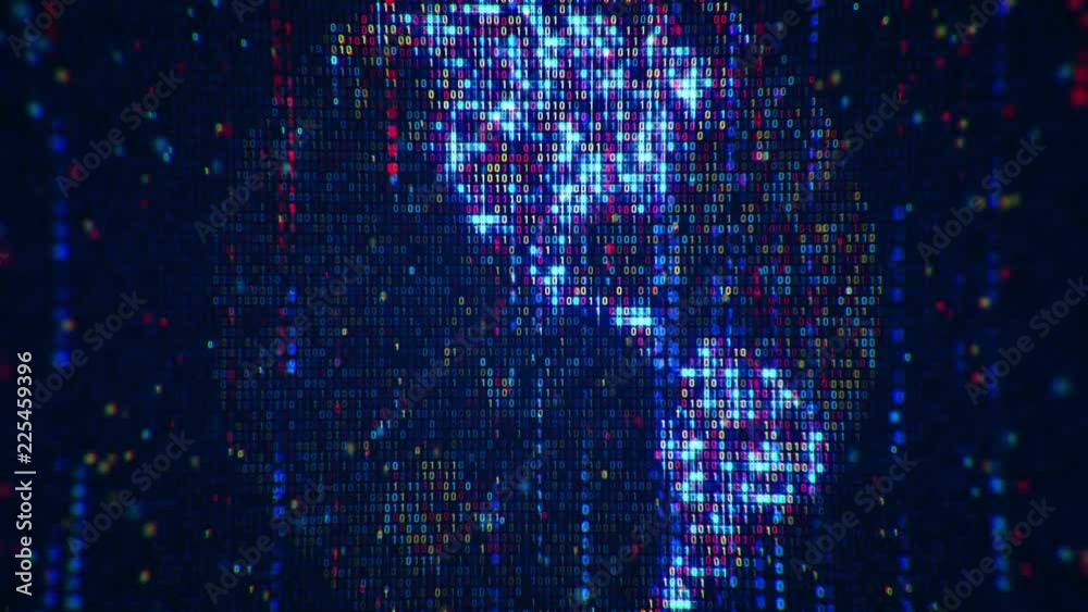 Vidéo Stock Abstract background with animation flickering binary digits ...