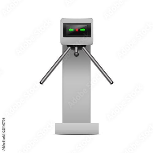 Realistic Detailed 3d Turnstile Entrance Access. Vector