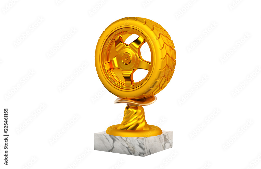 Obraz premium Sport Wheel Gold Trophy with Marble Base
