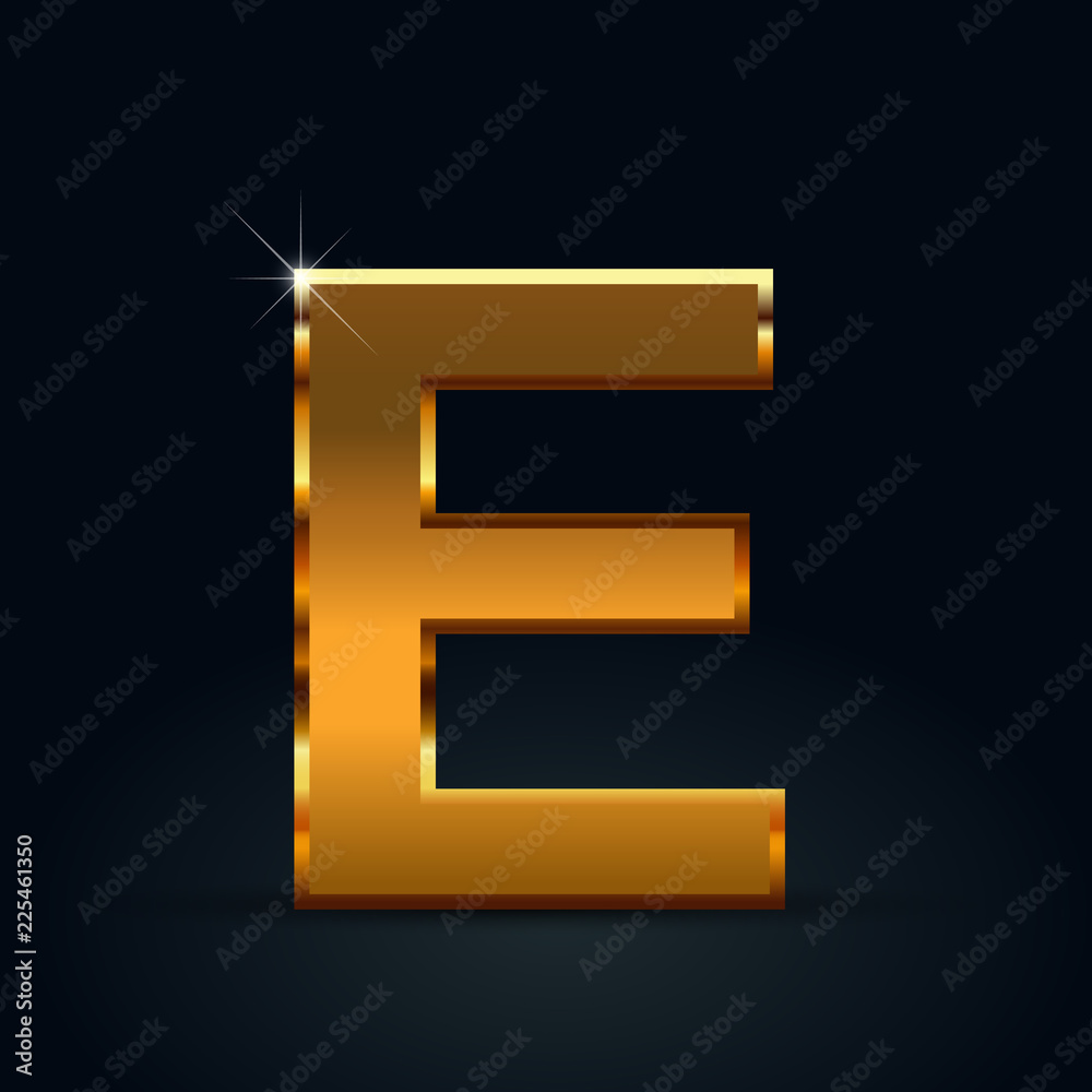 Dark gold vector letter E uppercase isolated on black background Dark gold vector letter E uppercase isolated on black background