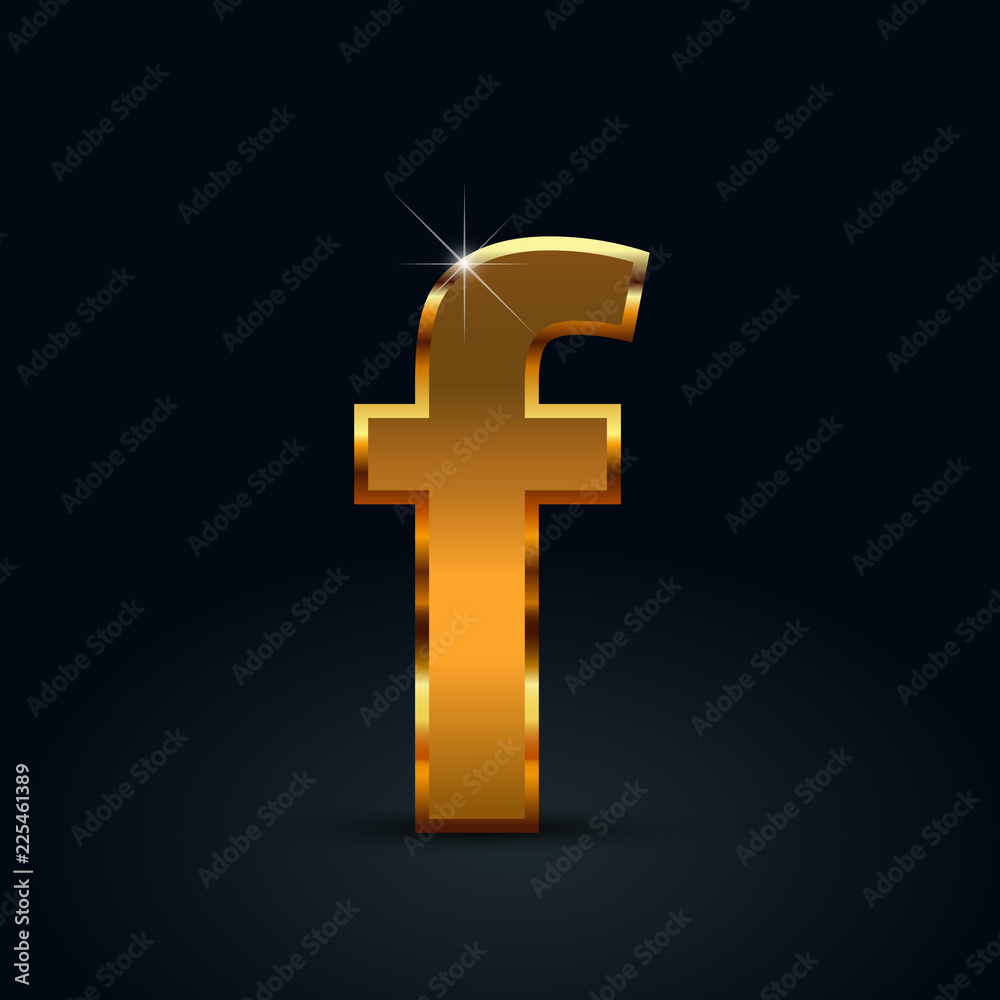 Obraz premium Dark gold vector letter F lowercase isolated on black background