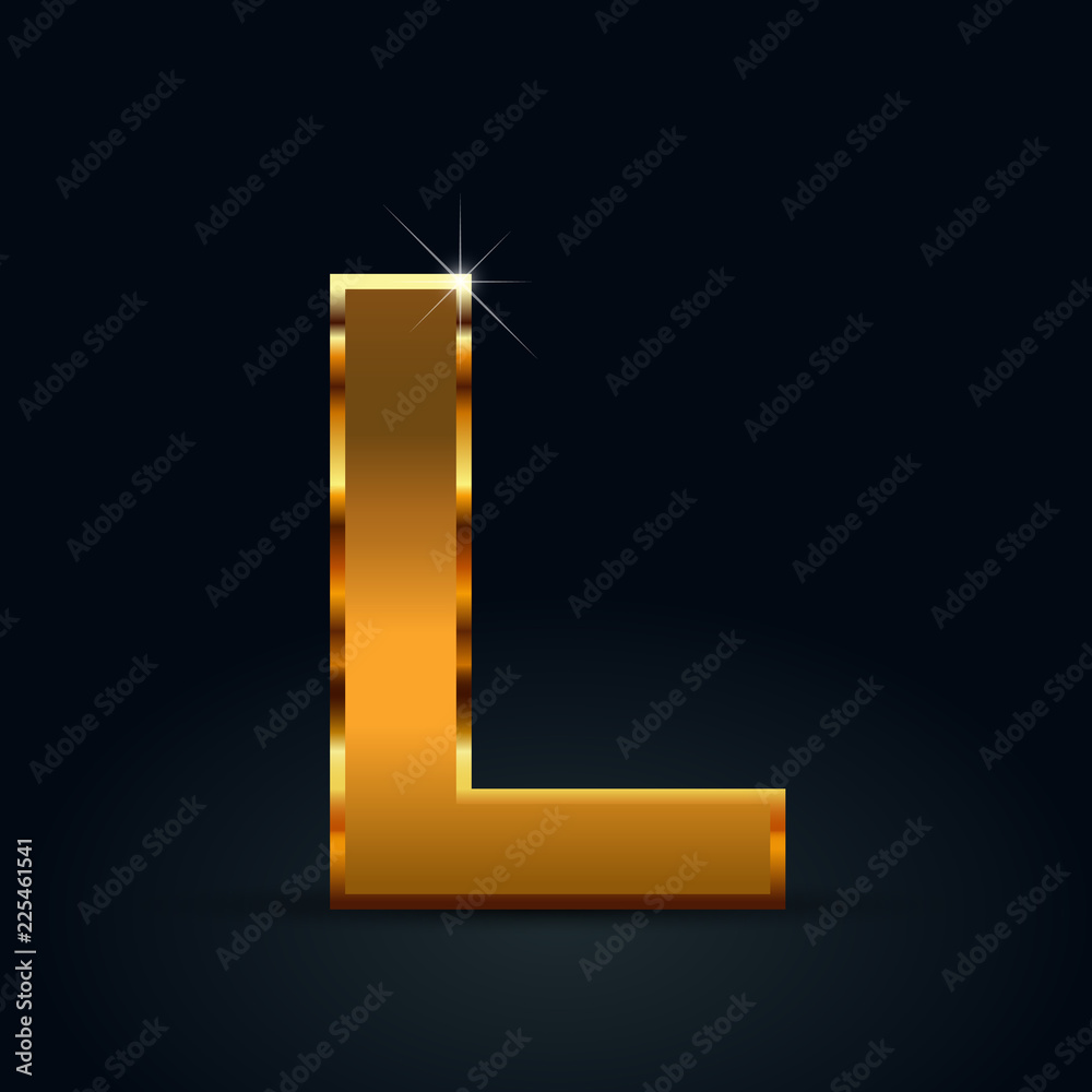 Dark gold vector letter L uppercase isolated on black background Dark gold vector letter L uppercase isolated on black background