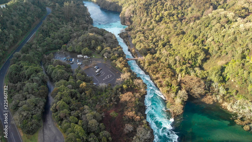 Aerial panoramic view of Huka Falls landscape  Taupo - New Zealand