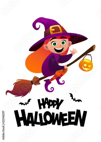 Happy Halloween cartoon character costume witch kid