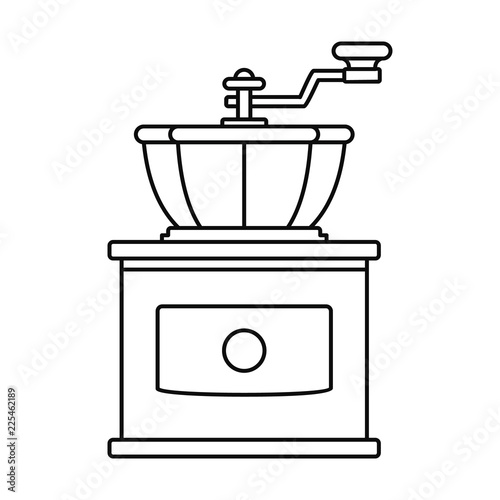 Hand coffee grinder icon. Outline hand coffee grinder vector icon for web design isolated on white background