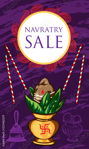 Navratry sale concept banner. Cartoon illustration of navratry sale vector concept banner for web design