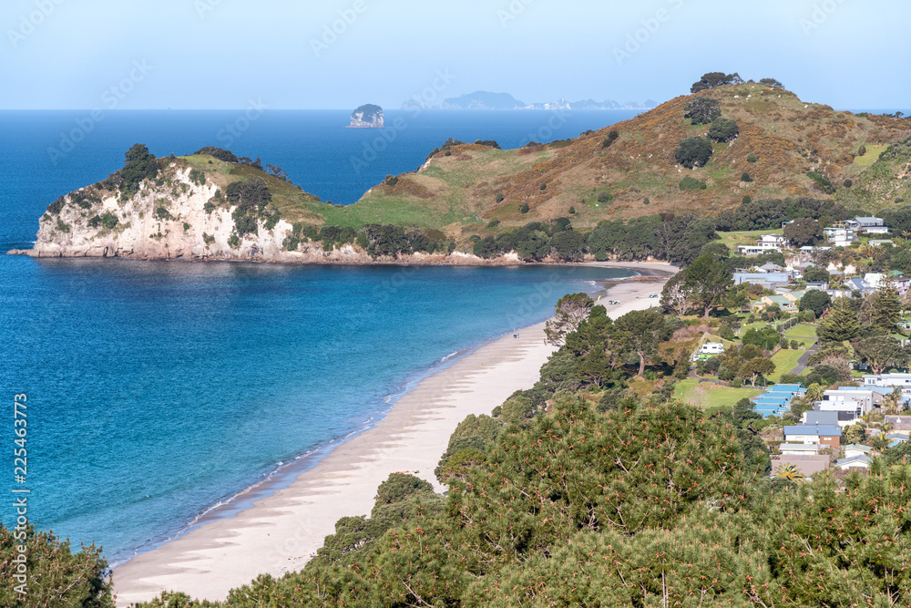 Aerial view of Hahei Beach, Coromandel, New Zealand