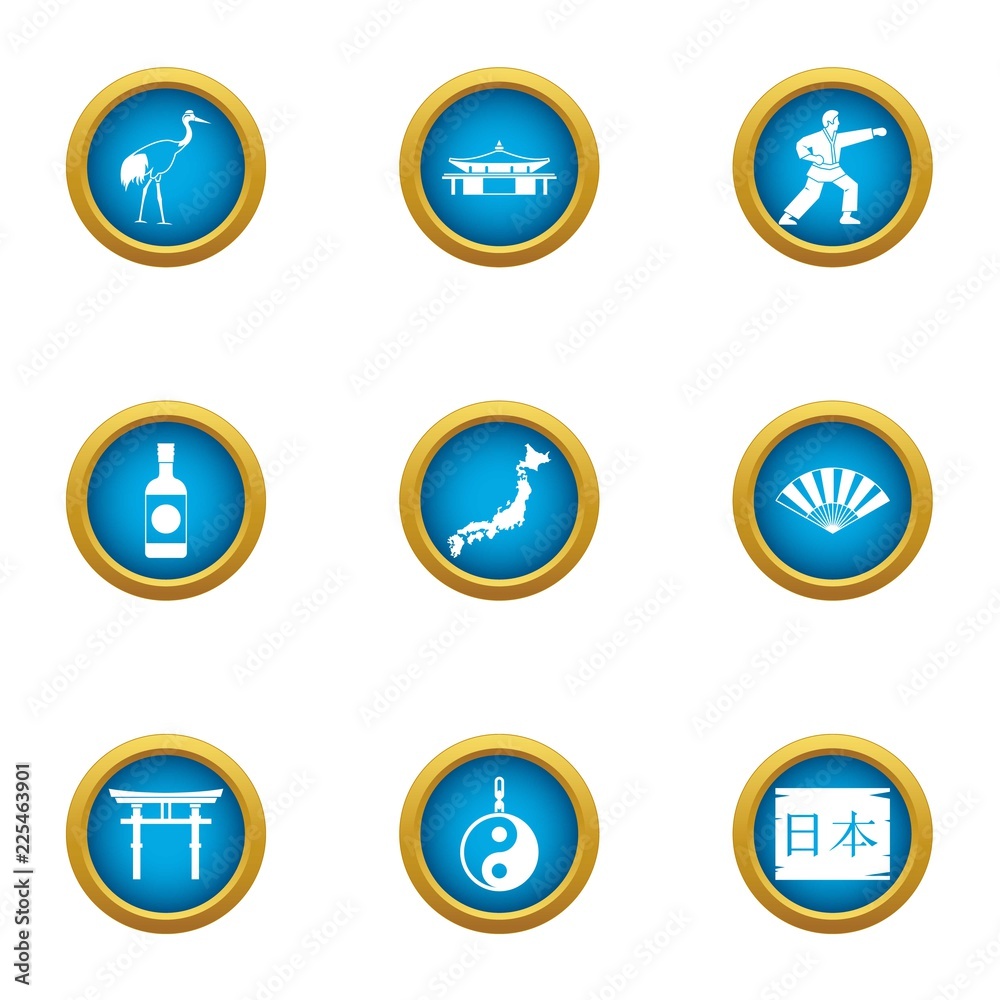 Spiritual power icons set. Flat set of 9 spiritual power vector icons for web isolated on white background