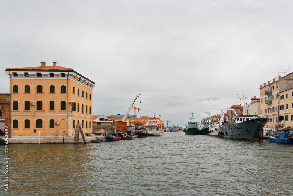 Obraz premium Chioggia, Italy-August 26, 2018: Province of Venice. City of fishermen and tourists.