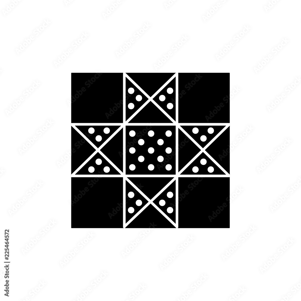 Black & white vector illustration of lone star quilt pattern. Flat icon of quilting & patchwork geometric design template. Isolated on white background. Black & white vector illustration of lone star quilt pattern. Flat icon of quilting & patchwork geometric design template. Isolated on white background.