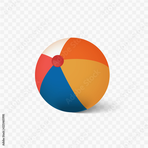 Vector beach ball with shadow on a transparent background.
