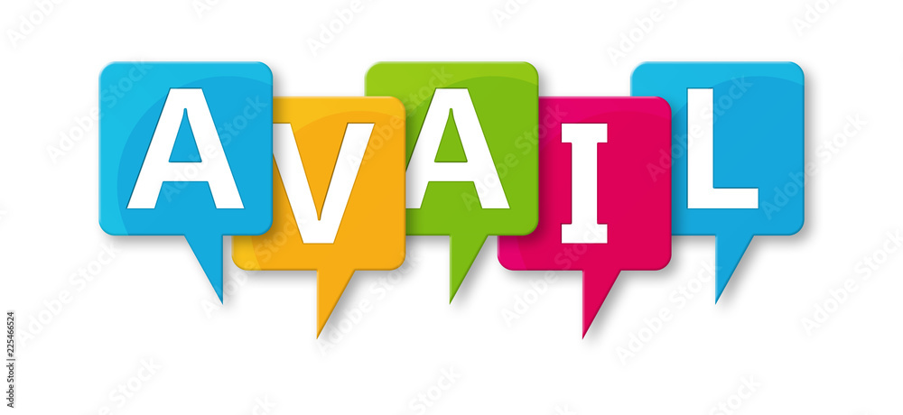 Avail - letters written in beautiful boxes on white background Avail - letters written in beautiful boxes on white background