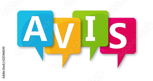 Avis - letters written in beautiful boxes on white background photo
