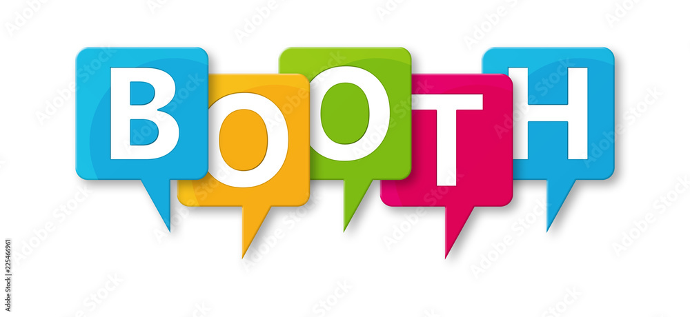 Booth - letters written in beautiful boxes on white background Booth - letters written in beautiful boxes on white background