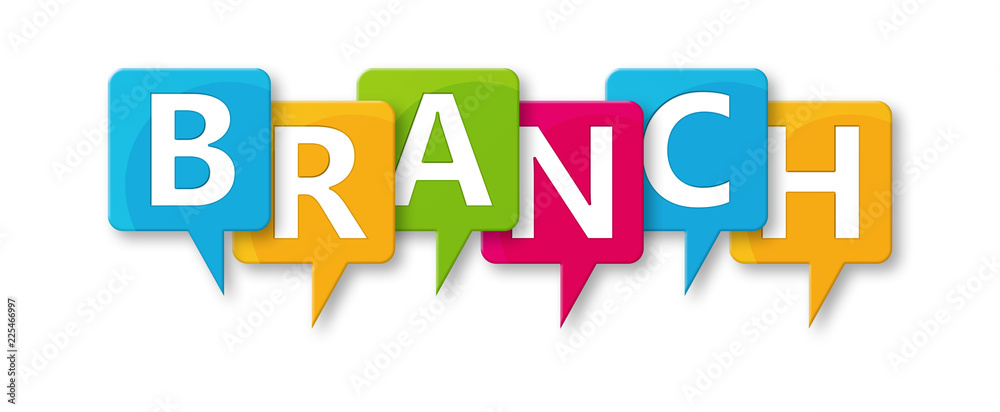Branch - letters written in beautiful boxes on white background Branch - letters written in beautiful boxes on white background