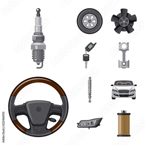Vector illustration of auto and part logo. Set of auto and car vector icon for stock.