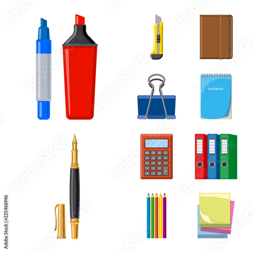Isolated object of office and supply logo. Collection of office and school stock symbol for web.