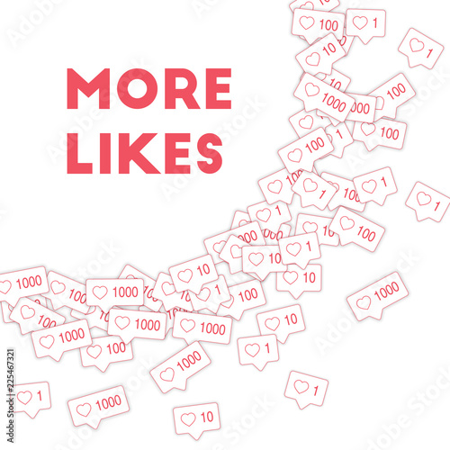 Social media icons. More likes concept. 