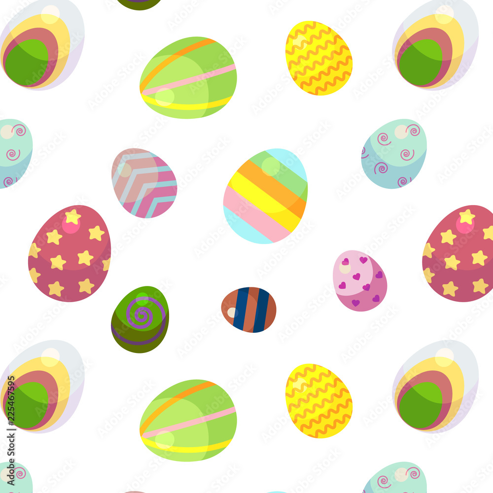 background for happy Easter day. The decorative Easter eggs with different patterns and different sizes