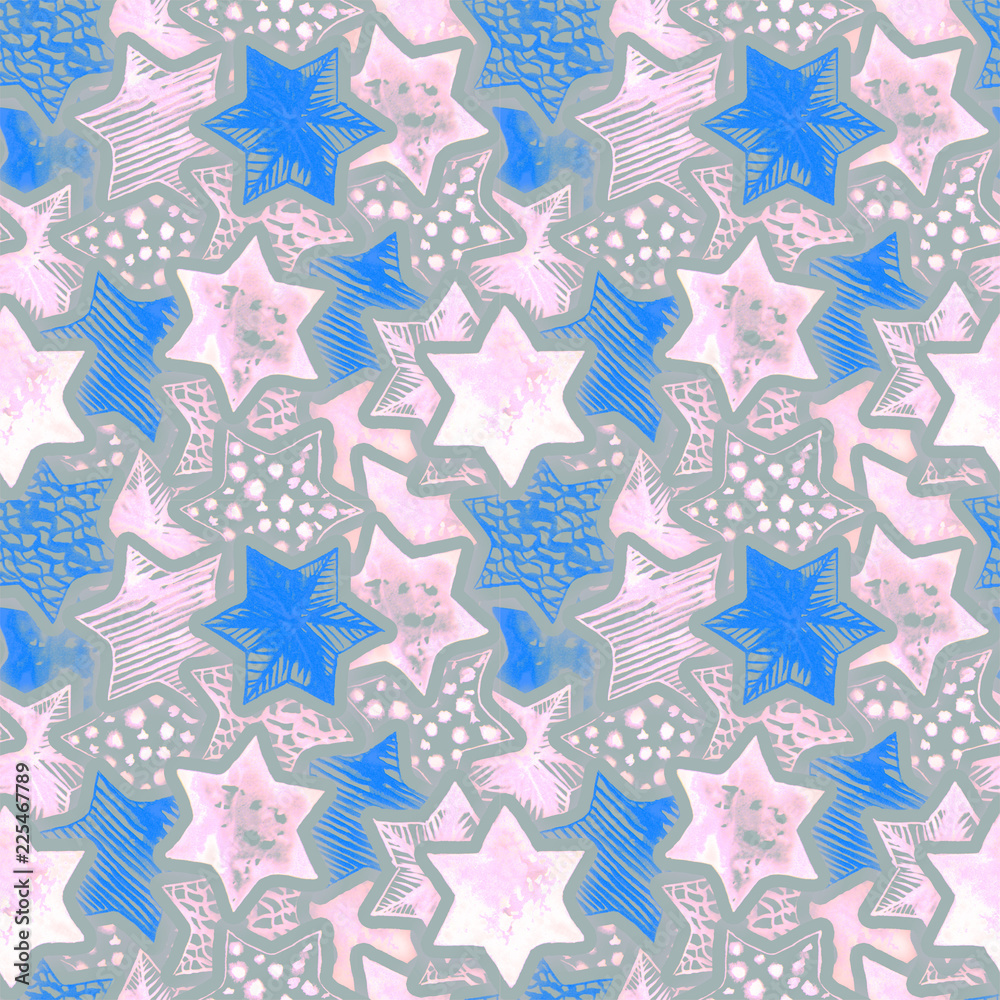 Magic watercolor stars confetti seamless pattern. Christmas, new year, birthday and other holidays background. Baby design print. Good for wallpaper, fabric, wrapping, packaging, cards, posters, web. Magic watercolor stars confetti seamless pattern. Christmas, new year, birthday and other holidays background. Baby design print. Good for wallpaper, fabric, wrapping, packaging, cards, posters, web.