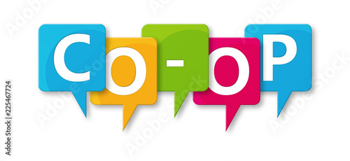 Co-op - letters written in beautiful boxes on white background