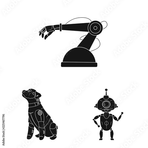 Vector design of robot and factory icon. Collection of robot and space vector icon for stock.