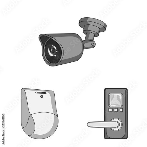Isolated object of cctv and camera sign. Collection of cctv and system stock symbol for web.