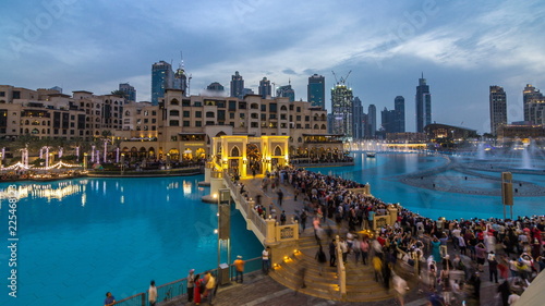 Photography The bridge near the biggest musical fountain in Dubai day to night timelapse