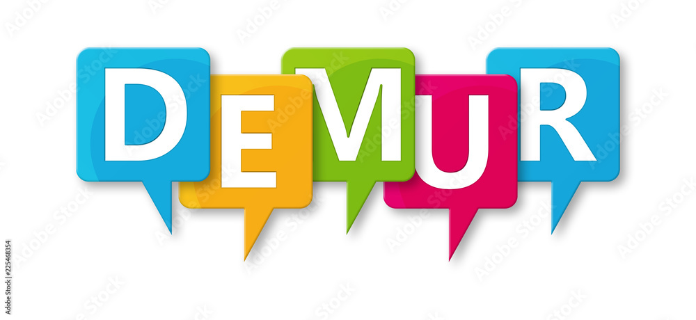 Demur - letters written in beautiful boxes on white background Demur - letters written in beautiful boxes on white background