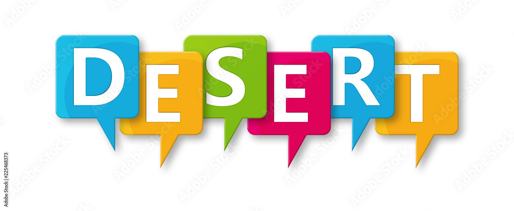 Desert - letters written in beautiful boxes on white background Desert - letters written in beautiful boxes on white background