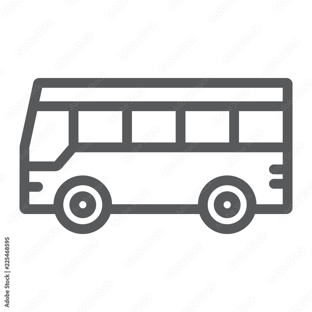 Bus line icon, traffic and public, vehicle sign, vector graphics, a linear pattern on a white background. Bus line icon, traffic and public, vehicle sign, vector graphics, a linear pattern on a white background.