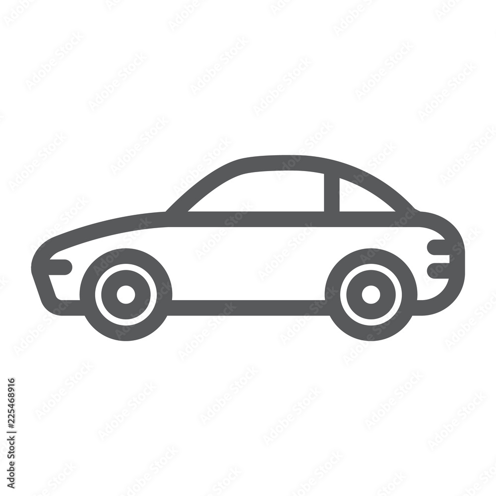 Car line icon, traffic and vehicle, automobile sign, vector graphics, a linear pattern on a white background.