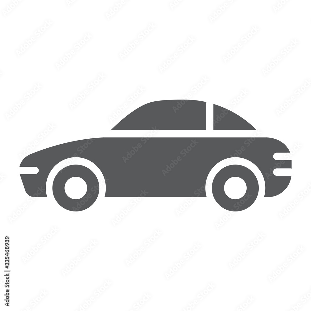Car glyph icon, traffic and vehicle, automobile sign, vector graphics, a solid pattern on a white background.