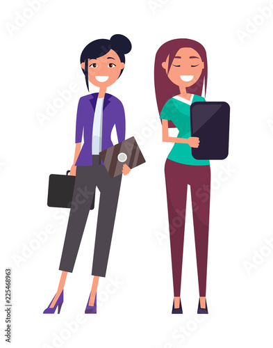 Colleagues Elegant Businesswomen Pretty Girls Set