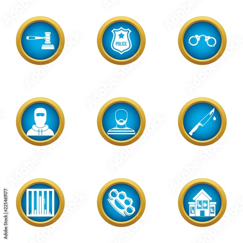 Heist icons set. Flat set of 9 heist vector icons for web isolated on white background