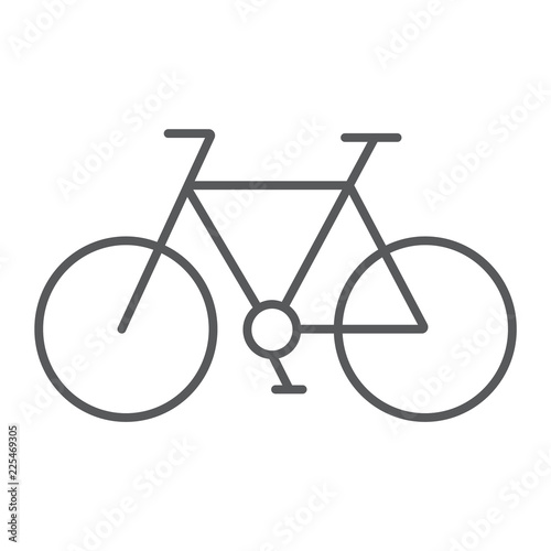 Bicycle thin line icon, cycle and sport, bike sign, vector graphics, a linear pattern on a white background.