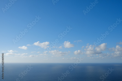 Fototapeta Naklejka Na Ścianę i Meble -   blue sky  above ocean horizon with clouds