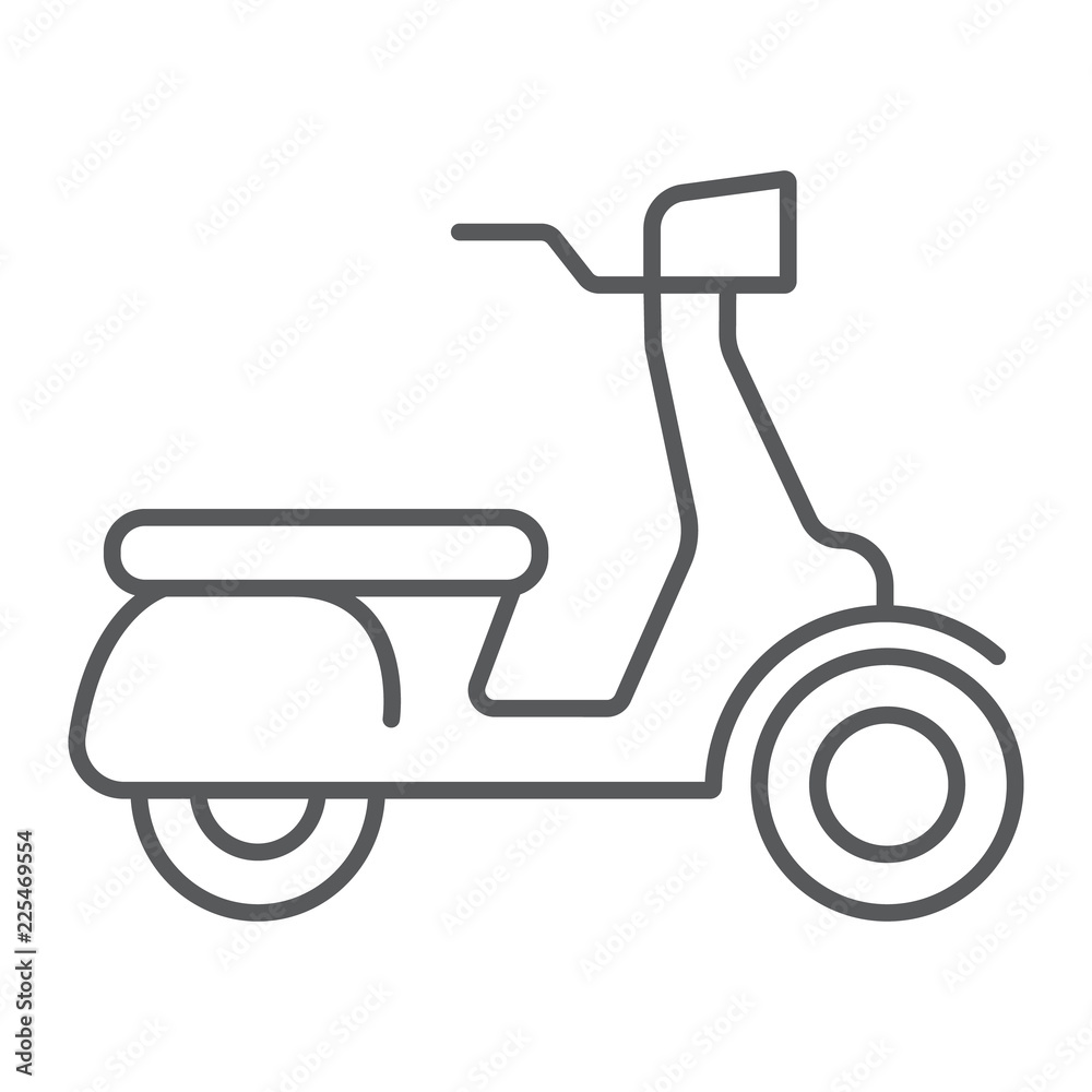 Scooter thin line icon, vehicle and transport, motorbike sign, vector  graphics, a linear pattern on a white background. Stock Vector | Adobe Stock