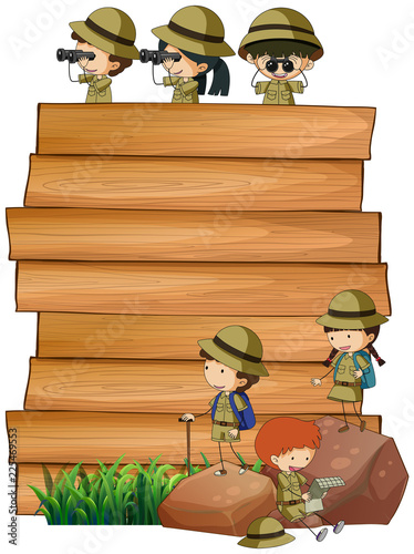 Scouts on the wooden board