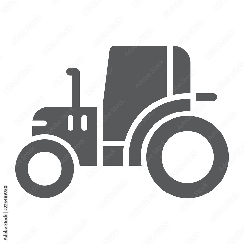 Tractor glyph icon, farm and agriculture, vehicle sign, vector graphics, a solid pattern on a white background. Tractor glyph icon, farm and agriculture, vehicle sign, vector graphics, a solid pattern on a white background.