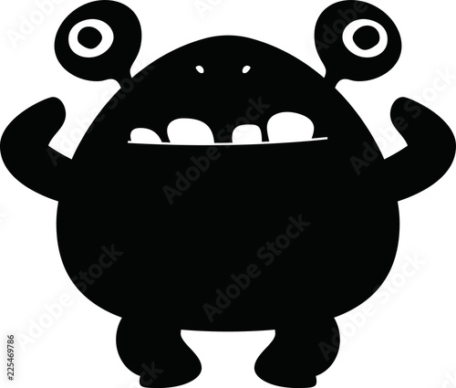 Black Cartoon tiny monster vector