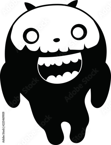 Black Cartoon tiny monster vector