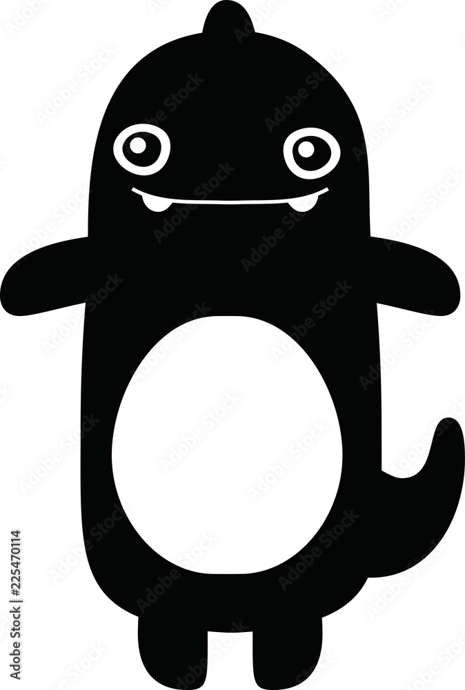 Black Cartoon tiny monster vector Black Cartoon tiny monster vector