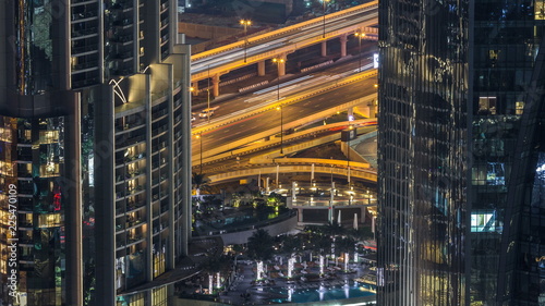 Dubai traffic at night timelapse with beautiful city